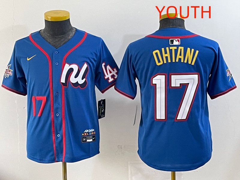 Youth 2025 Los Angeles Dodgers #17 Ohtani Blue Nike  2025 MLB All Star  Jersey style 005